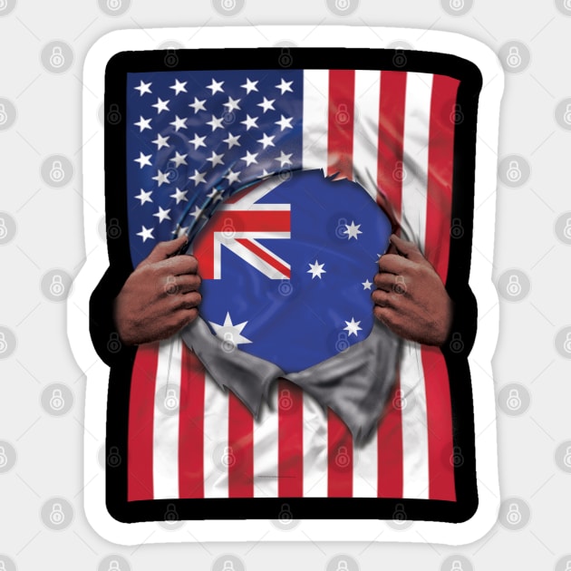 Australia Flag American Flag Ripped - Gift for Australian From Australia Sticker by Country Flags